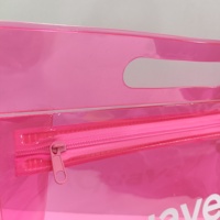 Sac de voyage personnalisé en PVC transparent avec fermeture éclair, pliable, portable, sac de rangement cosmétique en PVC, sac de toilette avec poignée