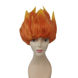 Perruque Saiyan <span class=keywords><strong>Dragon</strong></span> <span class=keywords><strong>Ball</strong></span> multicolore orange-jaune sans lacets, style euro-américain, en soie domestique, pour adulte, cosplay anime - Product Image 1