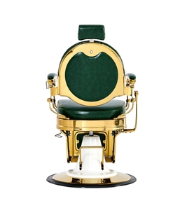 Sillón de Barbería Hidráulico Verde Dorado Vintage, Muebles Reclinables para Salón - Product Image 4