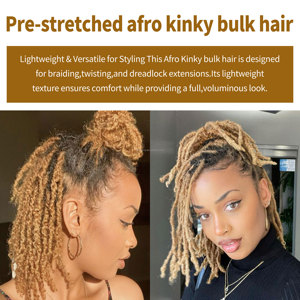 Cheveux brésiliens Remy 100 % naturels en vrac pour tresses afro pré-étirées – Sans produits chimiques - Product Image 5