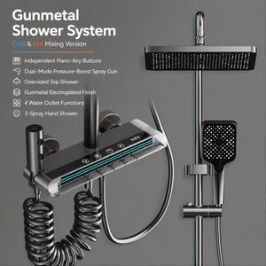 Ensemble <span class=keywords><strong>de</strong></span> douche thermostatique moderne avec affichage numérique <span class=keywords><strong>de</strong></span> la température, lumière LED, pommeau <span class=keywords><strong>de</strong></span> douche supérieur, douchette à main et lance <span class=keywords><strong>de</strong></span> pulvérisation - Product Image 5
