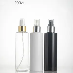 200ml Round Cosmetic Body Mist Atomizer Plastic Spray Lotion Gold Top Bottle