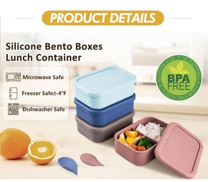 Tùy Chỉnh 800ml-Công Suất Ba Lưới Phân Chia Trường Học Trẻ Em Kid Silicone Bento Hộp Ăn Trưa Hộp Ăn Trưa Leakproof Silicon Bento Hộp - Product Image 2