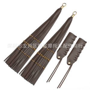 Moshark <b>Motorcycle</b> Handlebar Tassels 15cm 9cm 5cm Retro Studded Skull Leather <b>Grips</b> Decorative Accessories for Harley - Product Image 4