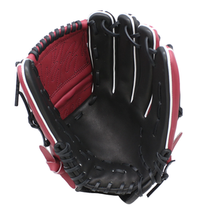 Gants de baseball professionnels en cuir de vachette, couleur bordeaux noir rouge, coupe spéciale, poignet brodé, personnalisés pour clubs sportifs - Product Image 6