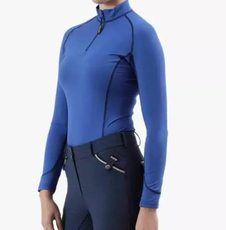 Ropa ecuestre personalizada para mujer, ropa interior de capa Base, camisa elástica de cuatro vías para montar a caballo, Baselayer, espectáculo ecuestre