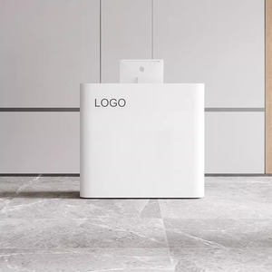 Mostrador de recepción de MDF blanco Clínicas pequeñas Escritorio de recepción de esquina Salones de belleza Tiendas minoristas - Product Image 3