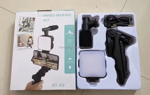 Shotgun Microphone AY-49 Tripod vlogging Kit điện thoại thông minh vlog LED ánh sáng sống streaming Microphone video làm Kit - Product Image 5