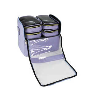 Grande trousse de maquillage de voyage en cuir PU avec 4 petites trousses, étanche, portable, avec fermeture éclair, boîte de rangement pour tatouage et maquillage - Product Image 3