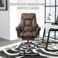Chaise de bureau ergonomique pivotante réglable de direction, moderne, confort premium pour longues heures, avec support lombaire, en cuir PU, pour chambre à coucher