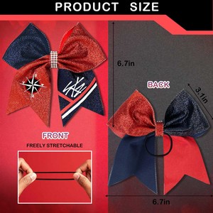Fashion Sparkling Glitter Cheer Leading Hair Bow Glitter Grosgrain Ribbon Bows Hair Band Hair <b>Tie</b> for Girls and Women - Product Image 4