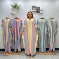 Nouvelle Robe Décontractée Élégante pour Femme Grande Taille, Style Africain Bubu, Imprimé Rayures Ethniques, Tendance 2026, Idéale pour les Vacances d'Été