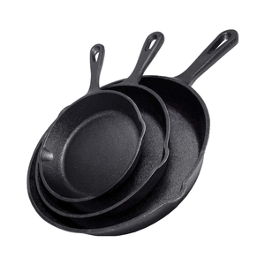 Ensemble de 3 poêles <span class=keywords><strong>en</strong></span> <span class=keywords><strong>fonte</strong></span> pour la cuisson des pizzas, facile à utiliser dans le four, la cuisinière et le gril. - Product Image 1