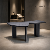 Bureau de direction moderne et minimaliste en placage de frêne noir, table d'écriture, mobilier de bureau de luxe sur mesure
