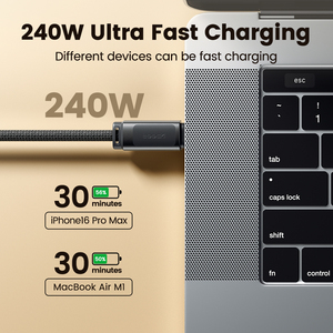 Toocki 240W USB-C cáp bện Nylon pd3.1 sạc nhanh chip đánh dấu điện tử thiết kế từ tính không bị rối - Product Image 3