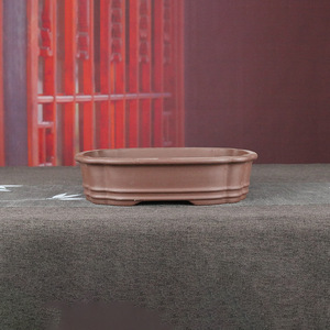 Pots de fleurs ovales classiques simples en céramique Yixing non émaillée, écologiques, en argile violette, pour bonsaï, à bouche peu profonde, pour jardin intérieur - Product Image 1