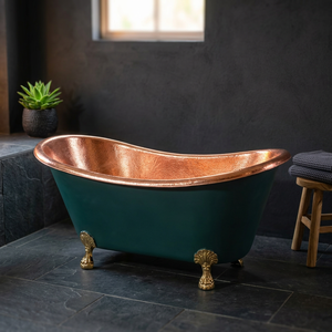 Baignoire ovale autoportante en cuivre de luxe avec pieds de chaise classiques, design portable pour usage hôtelier et rénovation de salle de bain - Product Image 1