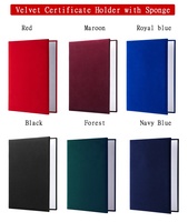 Carpeta Porta Diplomas de Terciopelo Color Granate, Funda Personalizada para Diplomas de Terciopelo Negro Bosque, Carpeta de Terciopelo Azul Marino