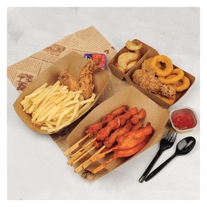Barquette jetable écologique en papier kraft, forme bateau, carrée ou rectangulaire, pour frites, hot-dogs, snacks et biscuits, 10oz, 13oz, 23oz - Product Image 1