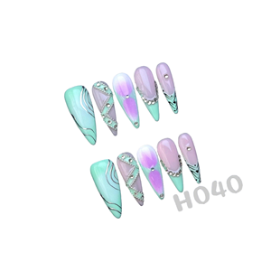 Ensembles d'<span class=keywords><strong>ongles</strong></span> artificiels de luxe en acrylique faits à la main pour femmes, prêts pour le salon, hypoallergéniques, design naturel, <span class=keywords><strong>faux</strong></span> <span class=keywords><strong>ongles</strong></span> à presser, forme amande - Product Image 2