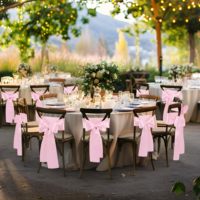 Nœuds de chaise modernes en satin rose 6,6x108 pouces, lavables et réutilisables, housses universelles pour chaises de mariage, banquets, événements à domicile et hôtels