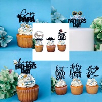 Joyeuse fête des pères, décorations de cupcakes en acrylique noir réutilisables et écologiques, meilleur décor de gâteau pour la fête des pères