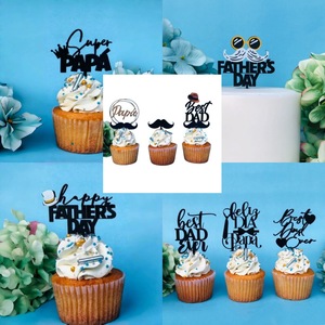 Adornos para Cupcakes de Acrílico Negro Reutilizables y Ecológicos para el Día del Padre, Decoración para Pastel del Mejor Papá para el Día del Padre - Product Image 4