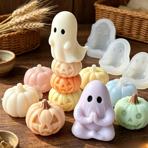 Moule en silicone 3D pour gâteau, citrouille, démon, fantôme, pour bougies DIY, compatible micro-ondes et lave-vaisselle, décoration de fête à domicile pour Halloween - Product Image 3