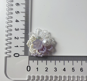 Zsy แผ่นปะติดมุกสีขาวสีม่วงงานแฮนด์เมดแผ่นปะติดลูกปัดแก้วลายดอกไม้3D สำหรับเสื้อผ้าสตรี - Product Image 3