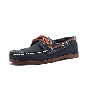 <span class=keywords><strong>Chaussures</strong></span> <span class=keywords><strong>bateau</strong></span> pour hommes en cuir véritable <span class=keywords><strong>nubuck</strong></span> naturel bleu marine, style rétro, authentiques, originales, avec deux œillets et semelle en caoutchouc - Product Image 3