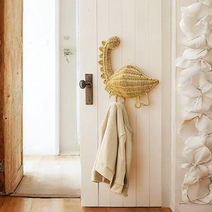 Crochet de <span class=keywords><strong>dinosaure</strong></span> en rotin fait à la main support débutants étoile de mer crabe dauphin tortue rotin artisanat décorations murales manteau rotin cintre - Product Image 4