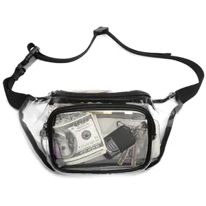 Bolsa transparente para homens e mulheres, bolsa transparente para viagem, aeroporto, segurança, dinheiro, bolsa, almoço