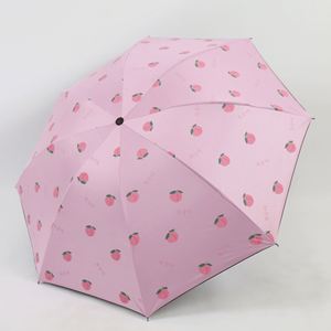 Paraguas Plegable Manual con Estampado de Frutas, Revestimiento Negro, Protección UV, Impermeable, Portátil, para Viajes y Uso Diario - Product Image 4