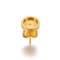 Base de boucles d'oreilles plates plaquées or 18 carats de 6 mm, 8 mm, 10 mm, 12 mm, support vierge pour cabochon, fabrication de bijoux DIY, vente en gros