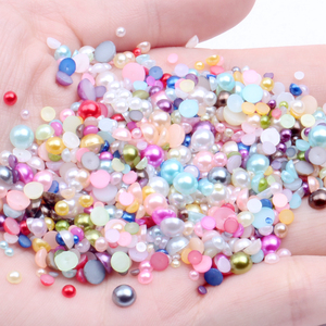Meilleures ventes 5-12mm mélange tailles 1000 pièces beaucoup de couleurs colle résine demi Flatback perles strass pour vêtements robes bricolage décoration - Product Image 4