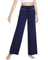 Pantalon de pyjama en bambou tricoté doux et respirant pour femmes, pantalon de nuit ample à taille haute