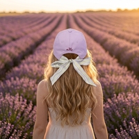 Casquette de baseball unisexe en tissu Oxford Dobby rose avec logo personnalisé, écharpe florale, nœud en ruban, protection solaire pour les vacances d'été à la plage et les activités de plein air