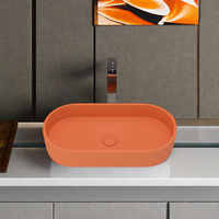 Lavabo de salle de bain rectangulaire moderne en béton gris fait à la main, lavabo ovale avec comptoir de toilette, lavabo en béton coulé