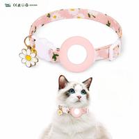 Collier pour chat moderne de luxe de haute qualité réglable fait à la main en nylon doux écologique Air Tag GPS Tracking étanche design solide