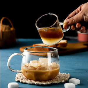 Mini carafe à lait en verre à double bec avec poignée et infuseur pour thé, café, fête, couleur unie 523 - Product Image 4