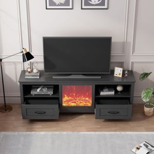 Soporte de TV negro DB de 70,08 pulgadas con 2 cajones y 4 compartimentos de almacenamiento de alta capacidad para uso en el dormitorio de la sala de estar - Product Image 2