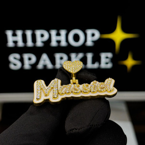 Personalized Custom <b>Name</b> Pendant 2 Inch 925 Silver Moissanite Diamonds Heart Bail Hip Hop Luxury <b>Name</b> Jewelry <b>Chain</b> Pendant Gift - Product Image 5