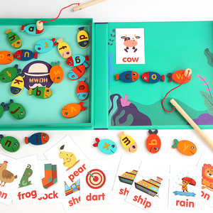 Puzzle ABC per l'ordinamento dei colori e l'apprendimento dell'alfabeto, gioco di pesca magnetico in legno <span class=keywords><strong>con</strong></span> 26 pezzi di <span class=keywords><strong>pesci</strong></span> magnetici in legno inclusi - Product Image 1