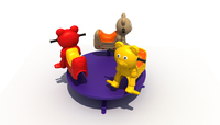 Équipement de parc d'attractions commercial à thème de dessins animés, carrousel extérieur petit, sûr et robuste, manège en plastique pour enfants