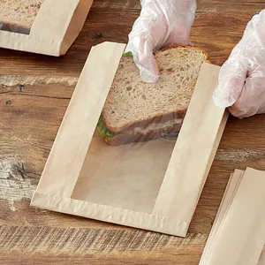 Bolsa de Papel para Galletas, Bagels, Pasteles, Pan y Sándwiches, Resistente <span class=keywords><strong>a</strong></span> la Grasa, con Ventana, Precio de Mayoreo de Fábrica - Product Image 3