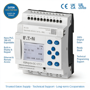 Controlador de Relés Programable EasyE4 AC-12RCX1 PLC con Pantalla RTC, 12 E/S, 8DI, 4RO, 100-240V AC, Riel DIN, Certificación CE - Product Image 1