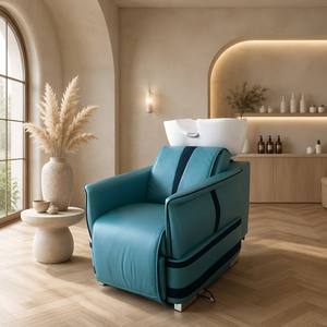 Fauteuil de lavage électrique réglable avec massage en cuir PU pour salon de coiffure - Mobilier professionnel - Product Image 1