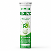 Comprimé effervescent probiotique végétalien OEM, probiotiques + prébiotiques, 18 milliards d'UFC, complément probiotique