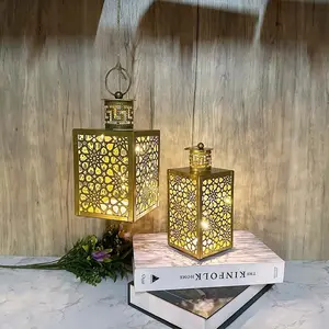 Hot bán ramadan đèn LED Arabic openwork kim loại đèn lồng ramadan trang trí