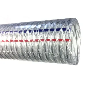 透明PVC涂层柔性钢丝软管/钢丝增强弹簧软管管道/PVC吸钢软管